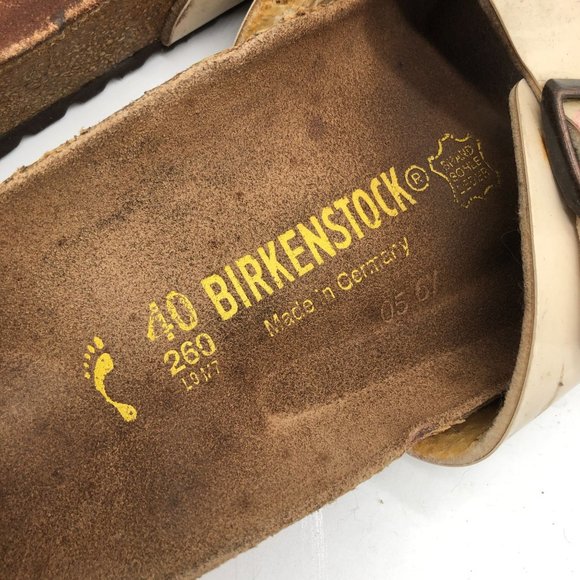 Birkenstock Madrid BirkoFlor Sandals Slides Shiny Ivory 40 Womens US 9 Narrow - Picture 11 of 11